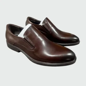 Men’s genuine leather slip-on shoes with smooth finish and durable rubber sole for office and formal wear