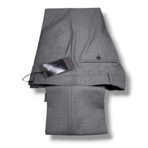 a pair of medium grey official trousers on the white background
