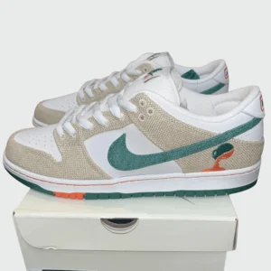 Nike SB Dunk Low x Jarritos limited edition sneakers with canvas upper and rubber sole