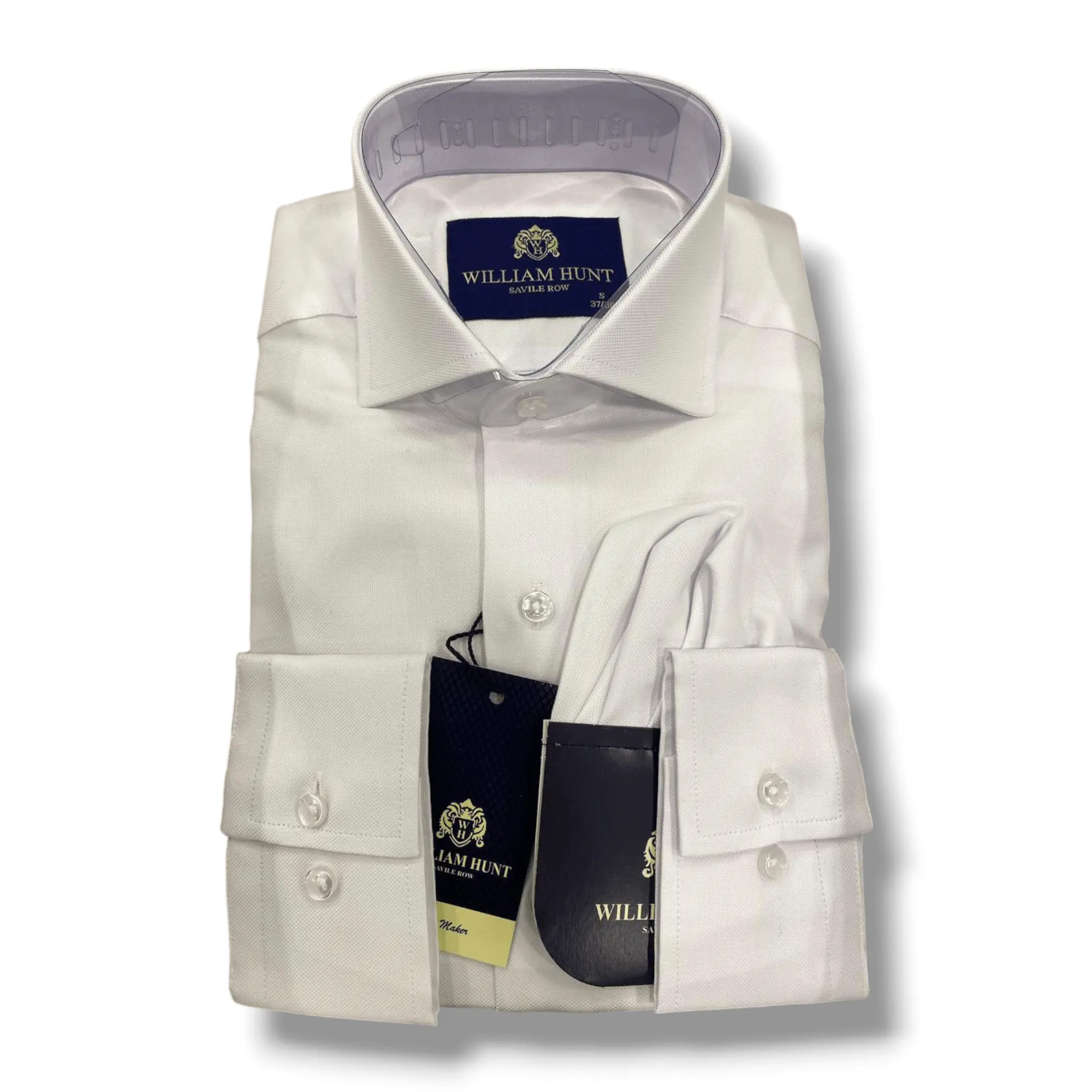 Men’s tailored fit white formal dress shirt folded neatly, featuring a classic collar, buttoned cuffs, and premium fabric for office and business wear.
