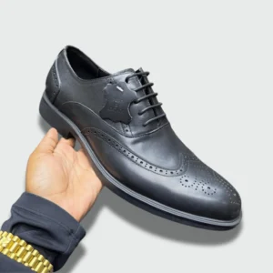 Men’s genuine leather brogue shoes with lace-up design and durable rubber sole for office and formal wear