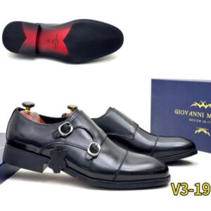 Men’s black double monk strap leather shoes. The best dress shoes with rubber sole for formal wear